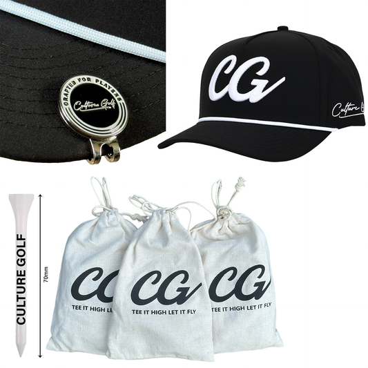 CG Black Cap + Tee Pouch + Ball marker with Magnetic Hat Clip